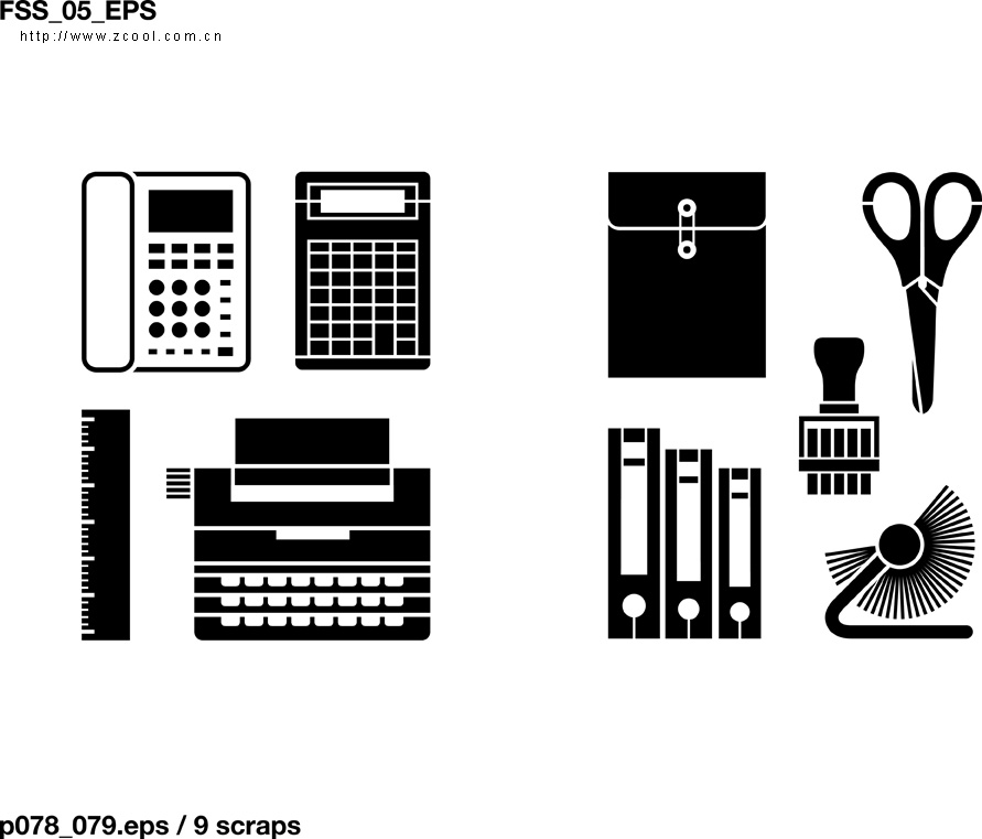 free vector Various elements of vector silhouette office stationery digital products 69 elements
